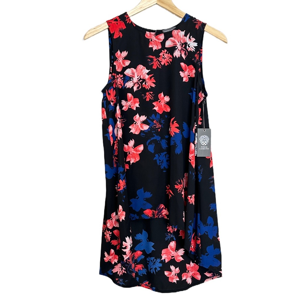 NWT - Vince Camuto Ballard Floral High Low Hem Sleeveless Blouse Size XS